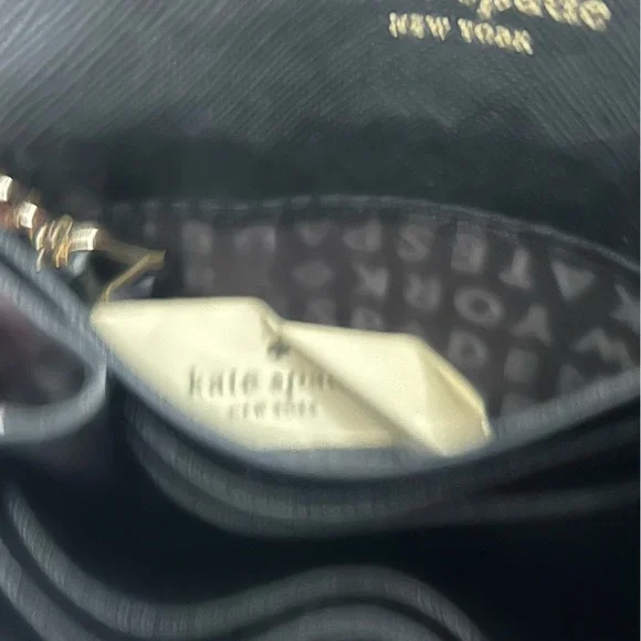 Kate Spade Black Small Card Holder Leather Wallet with Gold Accent - Picture 7 of 10